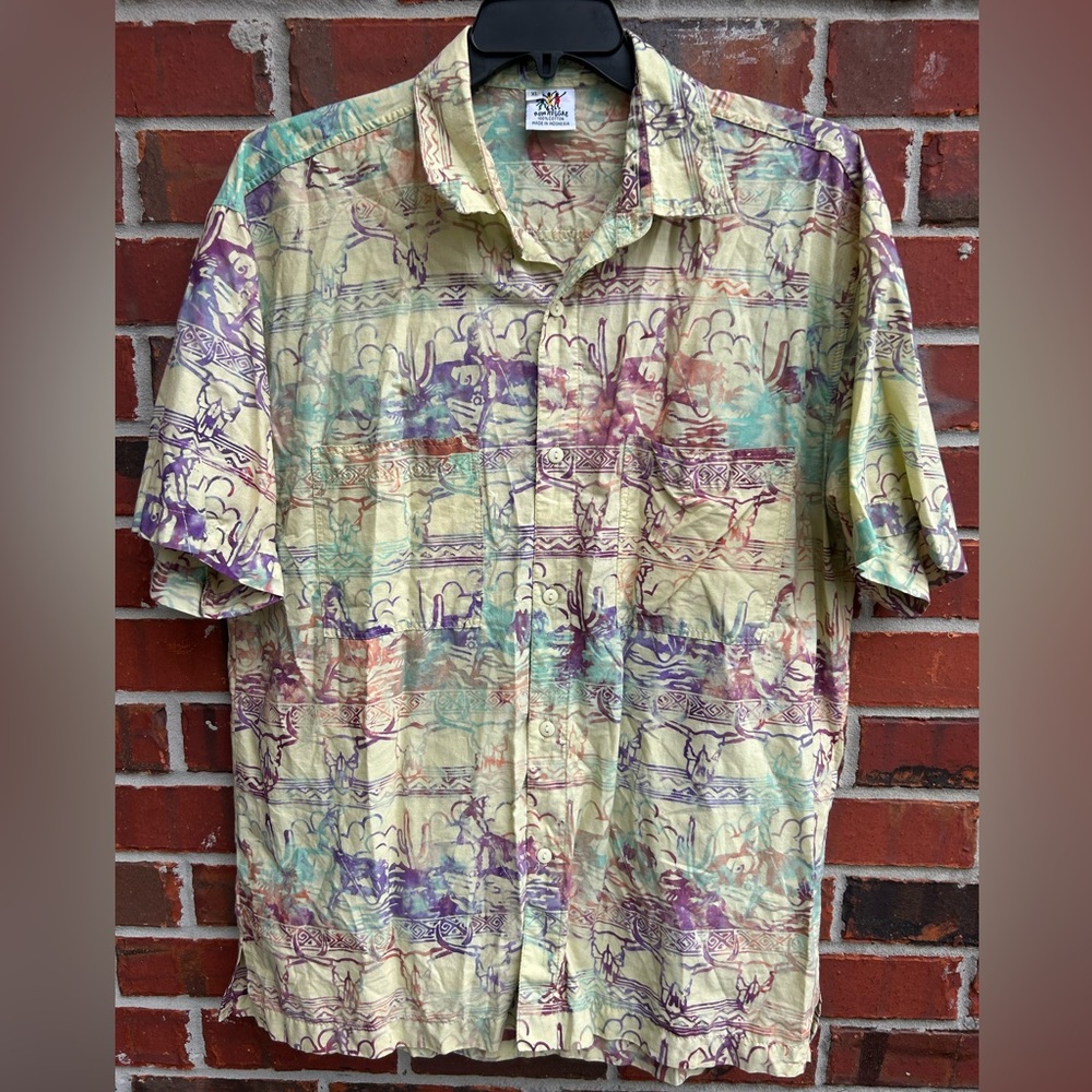 Vintage Rum Reggae 90’s Short Sleeve Button Up Hawaiian Western Desert Shirt Z5